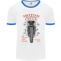 850cc Motor Race Biker Motorcycle Motorbike Mens White Ringer T-Shirt White/Royal Blue