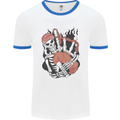 Bagpipes Skeleton Mens Ringer T-Shirt White/Royal Blue