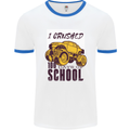 I Crushed 100 Days of School Monster Truck Mens White Ringer T-Shirt White/Royal Blue