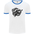 Turbo Skull Car Enthusiast Engine Drifting Mens White Ringer T-Shirt White/Royal Blue