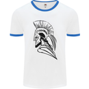 Spartan Helmet Training Bodybuilding MMA Mens Ringer T-Shirt White/Royal Blue