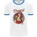 Christmas Sexy Santa Clause Xmas Mens White Ringer T-Shirt White/Royal Blue