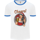Christmas Sexy Santa Clause Xmas Mens White Ringer T-Shirt White/Royal Blue