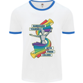 LGBT Surround Yourself Gay Pride Colours Mens White Ringer T-Shirt White/Royal Blue