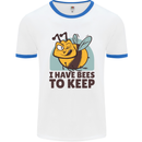 Beekeeper I Have Bees to Keep Mens White Ringer T-Shirt White/Royal Blue