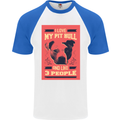 I Love My Pitbull & 3 People Funny Mens S/S Baseball T-Shirt White/Royal Blue
