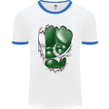 Gym The Pakistan Flag Ripped Muscles Effect Mens White Ringer T-Shirt White/Royal Blue