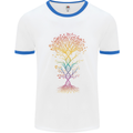 Colourful DNA Tree Biology Science Mens White Ringer T-Shirt White/Royal Blue