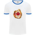 The Canadian Maple Leaf Flag Fire Canada Mens White Ringer T-Shirt White/Royal Blue