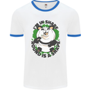 Panda Bear Funny Overweight Fat Humour Mens White Ringer T-Shirt White/Royal Blue