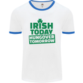 Irish Hungover Tomorrow St. Patrick's Day Mens White Ringer T-Shirt White/Royal Blue