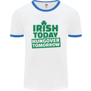Irish Hungover Tomorrow St. Patrick's Day Mens White Ringer T-Shirt White/Royal Blue