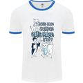 Dogs Have Owners Cats Have Staff Funny Mens White Ringer T-Shirt White/Royal Blue