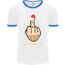 Bah Humbug Finger Flip Funny Christmas Rude Mens White Ringer T-Shirt White/Royal Blue