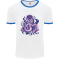 Purple Cthulhu Kraken Octopus Mens White Ringer T-Shirt White/Royal Blue