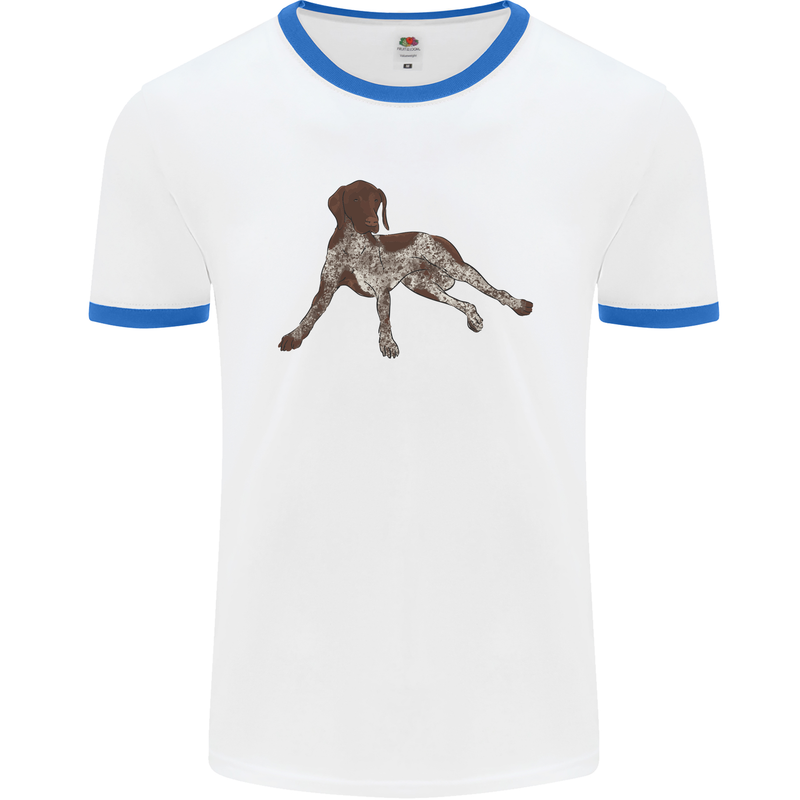 German Shorthaired Pointer Dog Mens Ringer T-Shirt White/Royal Blue