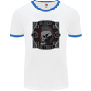 In Music We Trust Punk Rock Skull Mens Ringer T-Shirt White/Royal Blue