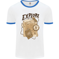 Explore Travel Orienteering Mountaineering Mens White Ringer T-Shirt White/Royal Blue