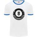 8-Ball Skull Pool Player 9-Ball Mens White Ringer T-Shirt White/Royal Blue