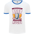 Weekend Forecast Beer Alcohol Rugby Funny Mens White Ringer T-Shirt White/Royal Blue