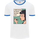 Woman Is Only Helpless Female Empowerment Mens White Ringer T-Shirt White/Royal Blue