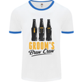 Grooms Brew Crew Beer Stag Doo Do Mens White Ringer T-Shirt White/Royal Blue