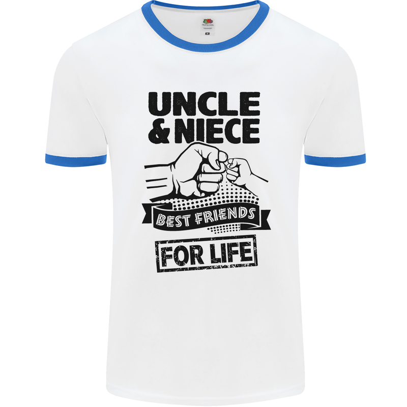 Uncle & Niece Friends for Life Funny Day Mens White Ringer T-Shirt White/Royal Blue