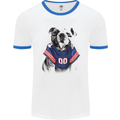 American Football Bulldog With Tattoos Mens White Ringer T-Shirt White/Royal Blue