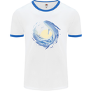 Ocean Whale & Octopus Mens White Ringer T-Shirt White/Royal Blue