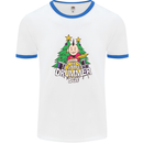 Christmas the Little Drummer Boy Funny Mens White Ringer T-Shirt White/Royal Blue