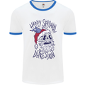 Christmas Bah Humbug Skull Scrouge Mens White Ringer T-Shirt White/Royal Blue