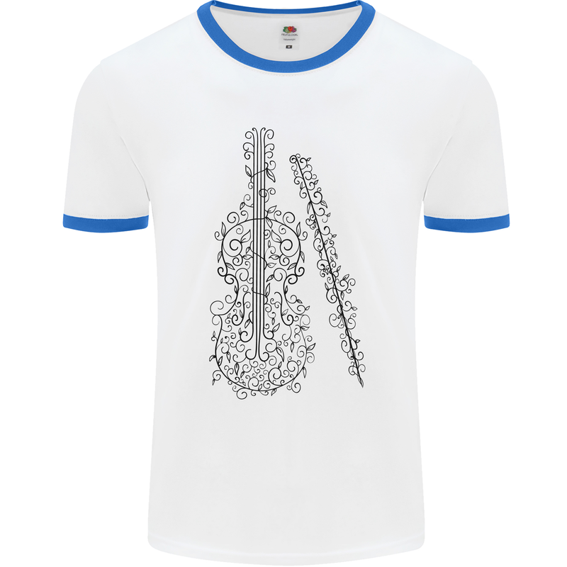 A Violin Cello Mens Ringer T-Shirt White/Royal Blue