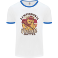 Furball Batter Funny Cat Baseball Humour Mens Ringer T-Shirt White/Royal Blue