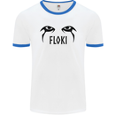 Floki Eyes Vikings Valhalla Odin Mens White Ringer T-Shirt White/Royal Blue