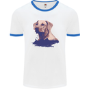 Golden Retriever Mountains Mens White Ringer T-Shirt White/Royal Blue