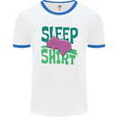 Hippo Sleep Shirt Sleeping Pajamas Mens White Ringer T-Shirt White/Royal Blue