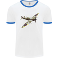 A Supermarine Spitfire Fying Solo Mens White Ringer T-Shirt White/Royal Blue