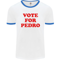 Vote For Pedro Mens White Ringer T-Shirt White/Royal Blue