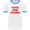 Vote For Pedro Mens White Ringer T-Shirt White/Royal Blue