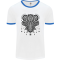 A Mandala Deer Mens White Ringer T-Shirt White/Royal Blue