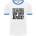 Give up Rugby? Union League Player Funny Mens White Ringer T-Shirt White/Royal Blue