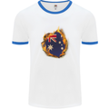 The Australian Flag Fire Effect Australia Mens White Ringer T-Shirt White/Royal Blue