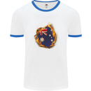 The Australian Flag Fire Effect Australia Mens White Ringer T-Shirt White/Royal Blue
