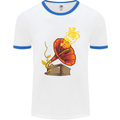 Earth Song Gramophone Music DJ DJing Mens White Ringer T-Shirt White/Royal Blue