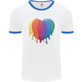 Gay Pride LGBT Heart Mens White Ringer T-Shirt White/Royal Blue