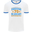 70th Birthday Turning 70 Is Great Year Old Mens White Ringer T-Shirt White/Royal Blue