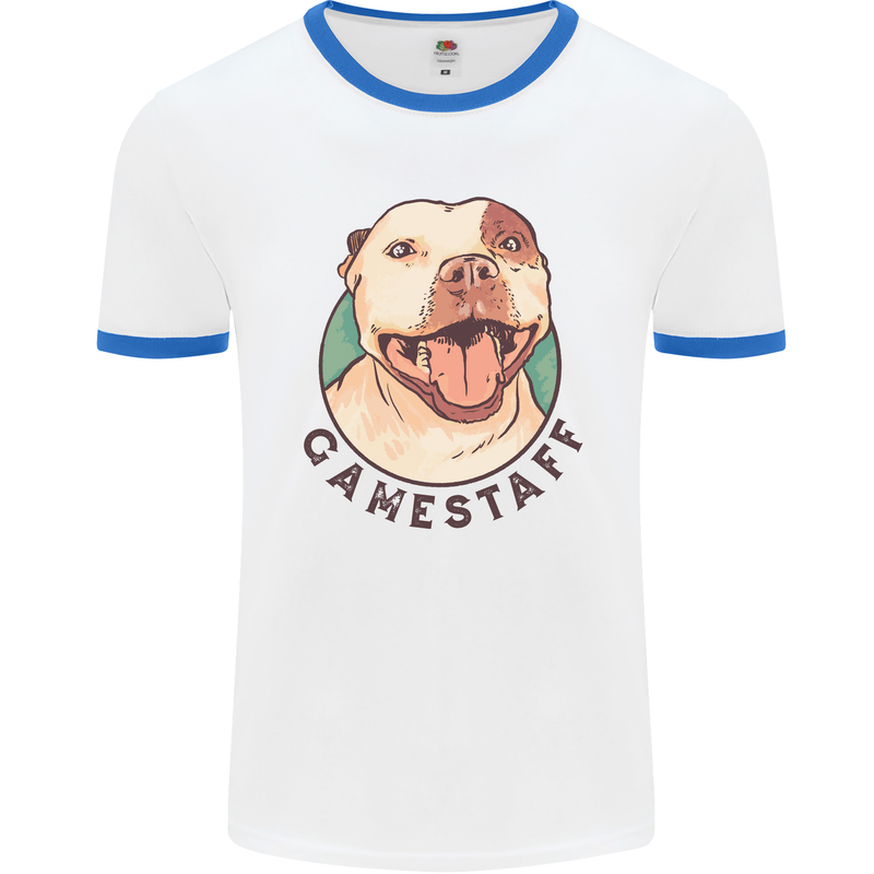 Dog Gamestaff Mens White Ringer T-Shirt White/Royal Blue