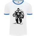 Muscle Man Gym Training Top Bodybuilding Mens White Ringer T-Shirt White/Royal Blue