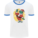 A Christmas Frog Dressed as Santa Claus Mens White Ringer T-Shirt White/Royal Blue