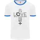 In Love With the Cross Christian Christ Mens White Ringer T-Shirt White/Royal Blue